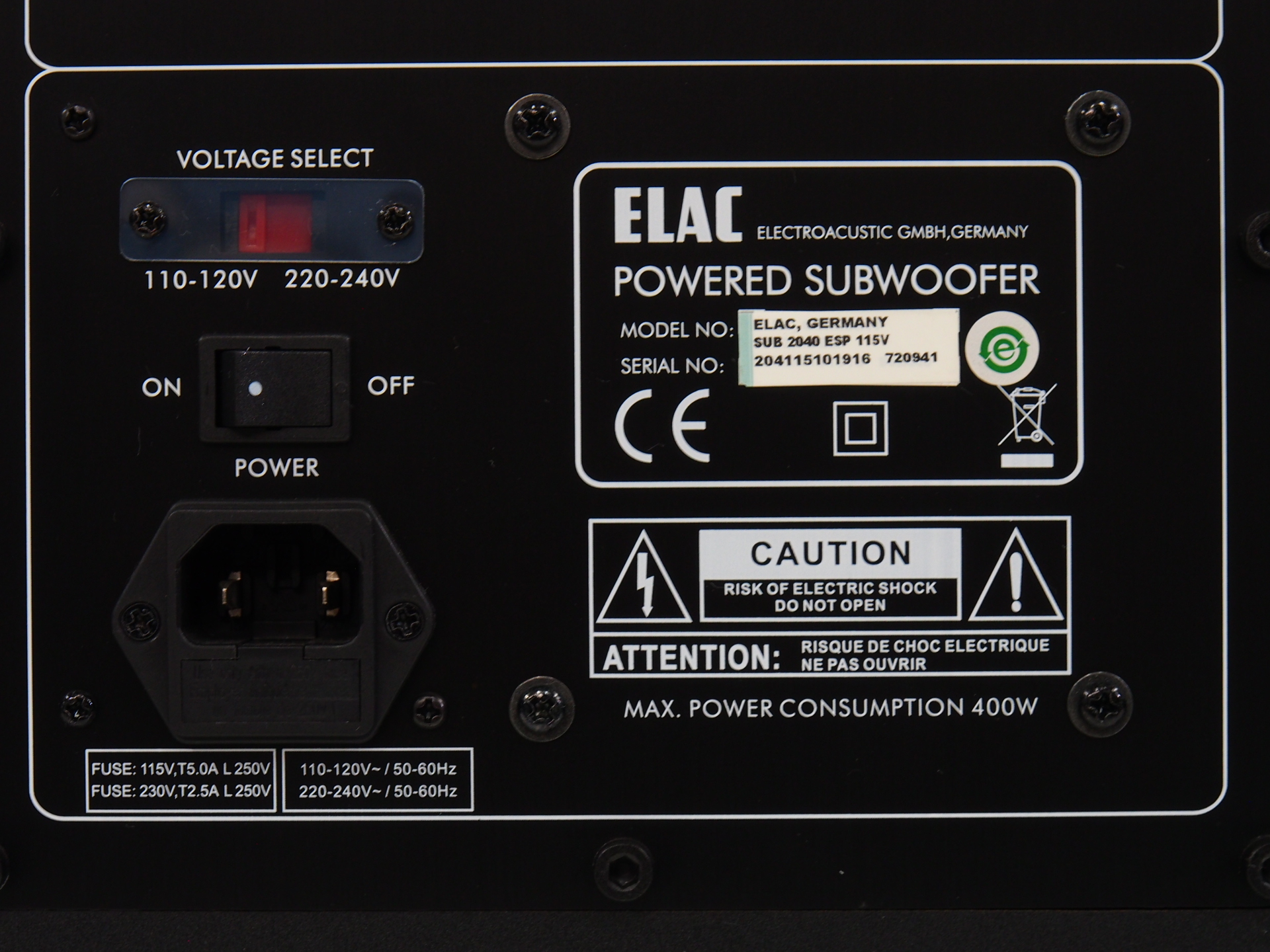 SpecificationELAC SUB111.2ESP サブウーファー